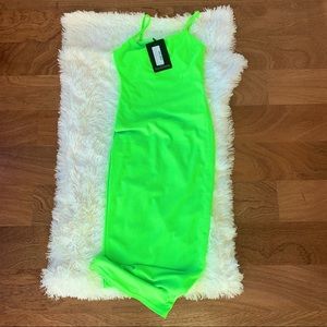 Lime Green Strappy Midi Dress